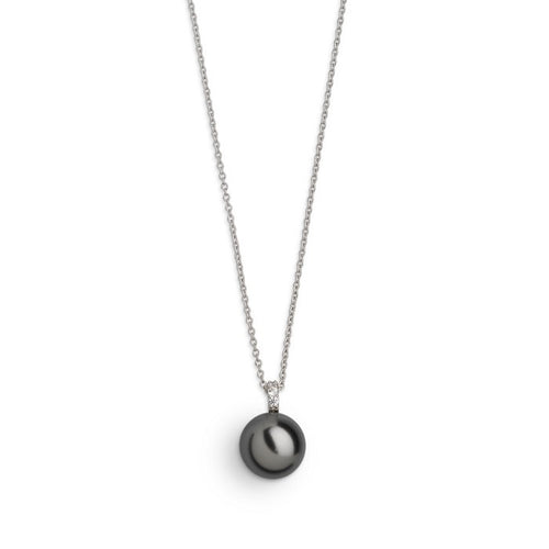 XENOX Halskette Silber Perle schwarz Zirkonia xs5199
