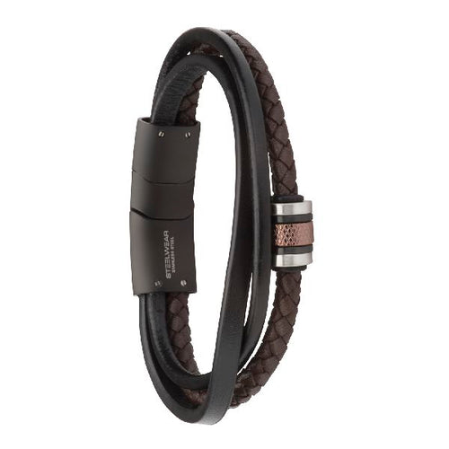 STEELWEAR Leder Armband Barcelona 21,5cm SW-593